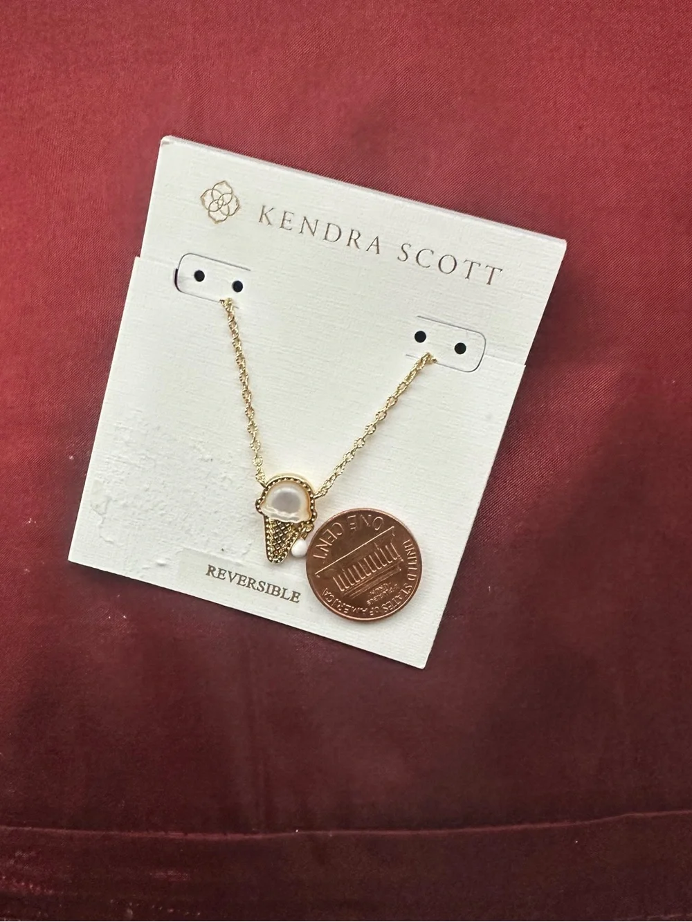 NWT! Kendra Scott 14K gold over brass Ice-Cream Cone Reversible Necklace Pendant